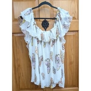 Cato Established 1948 Sheer Fully Lined Size 18/20 W Flutter Sleeve Top Blouse